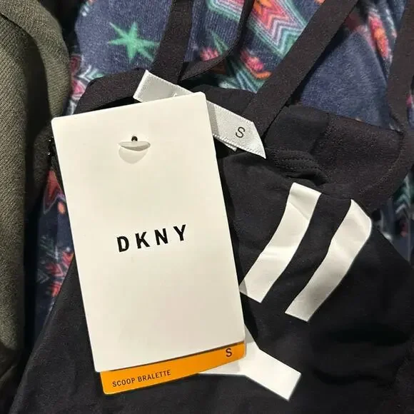 DKNY Cotton Blend Logo Wire-Free Bralette DK4509 Black Size Small - Picture 3 of 5